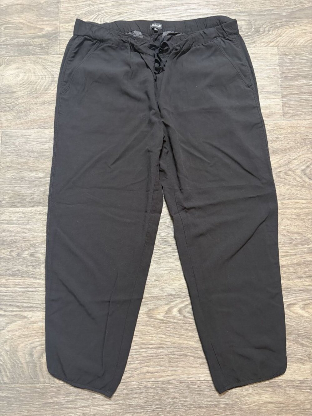 Madewell Dolphin Hem Track Trousers Pants Large Black Viscose Drawstring Casual